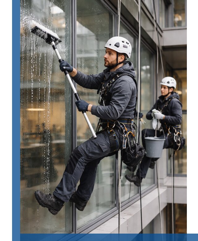 Профессиональная мойка витражей промышленными альпинистами в Дедовске