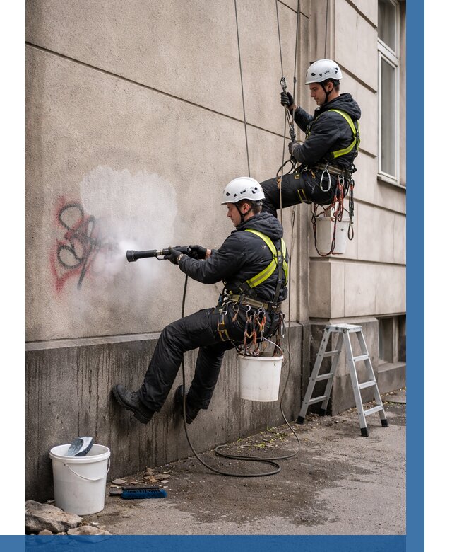 Удаление граффити с фасада в Дедовске от 4948 р. | ВЫСОТНИК-Ддв