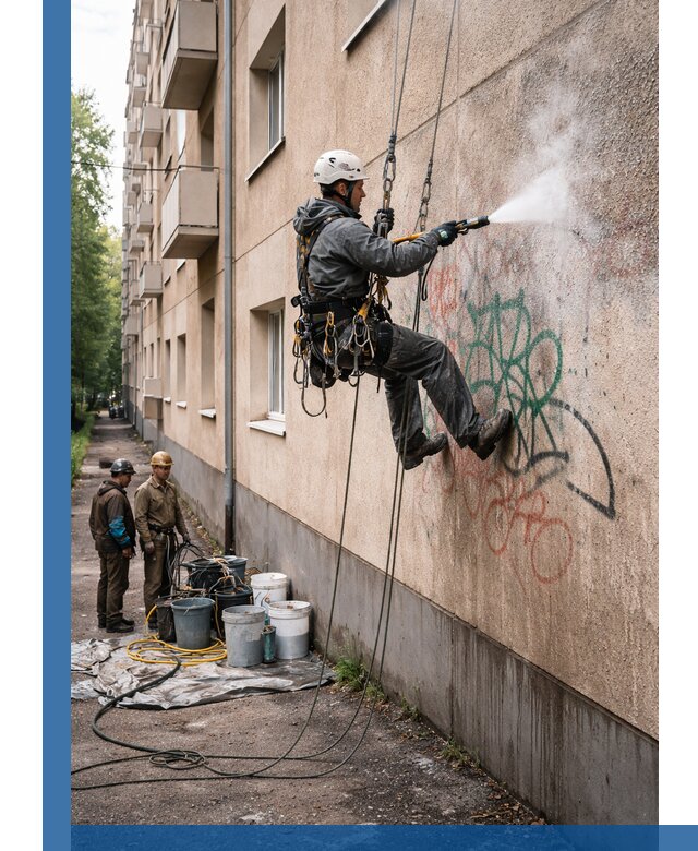 Удаление граффити с фасада в Дедовске без следов и повреждений