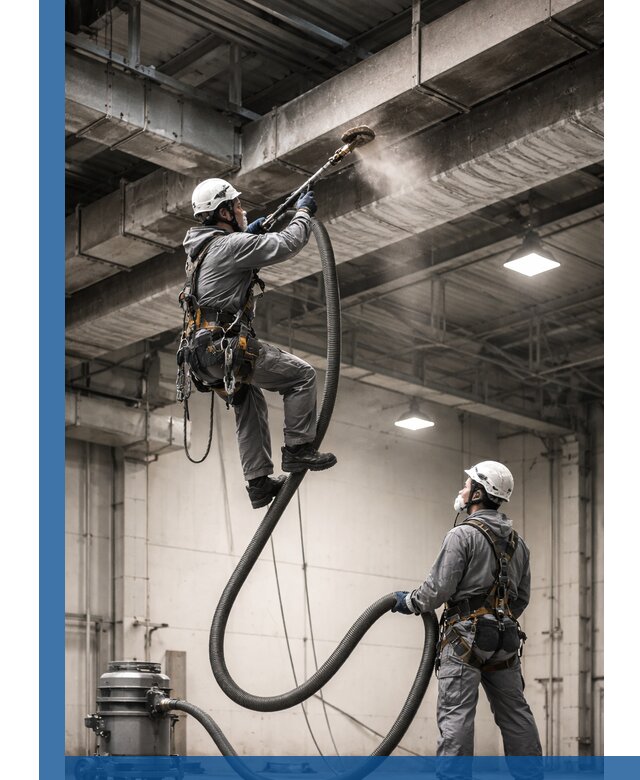 Обеспыливание потолочных конструкций в Дедовске промышленным альпинизмом