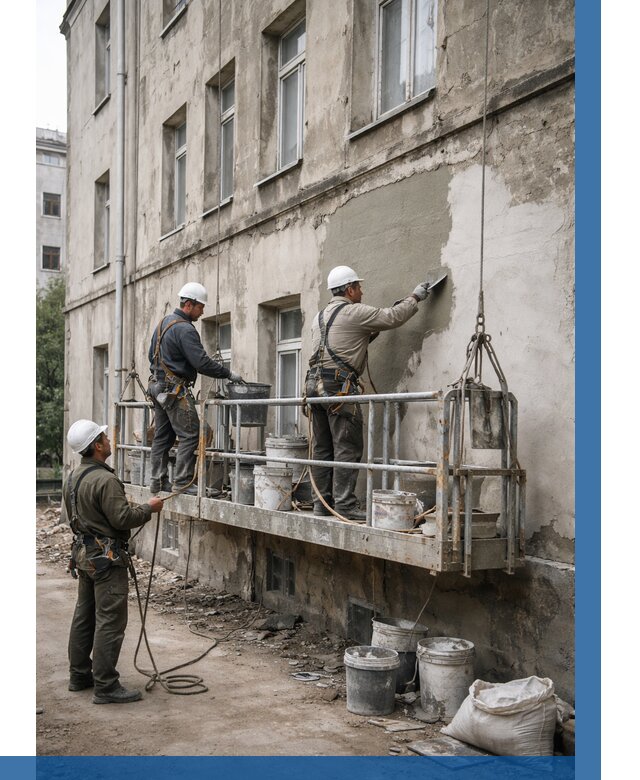 Капитальный ремонт фасада в Дедовске от 4618 р. | ВЫСОТНИК-Ддв