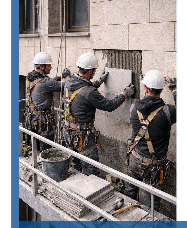 Ремонт облицовки фасада плиткой в Дедовске с гарантией