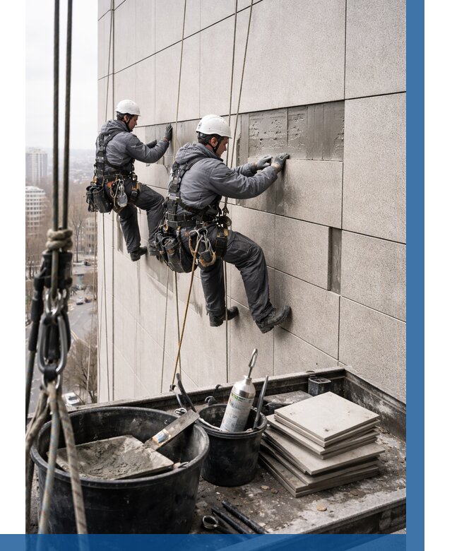 Ремонт фасада из керамогранита в Дедовске от 2749 р. | ВЫСОТНИК-Ддв