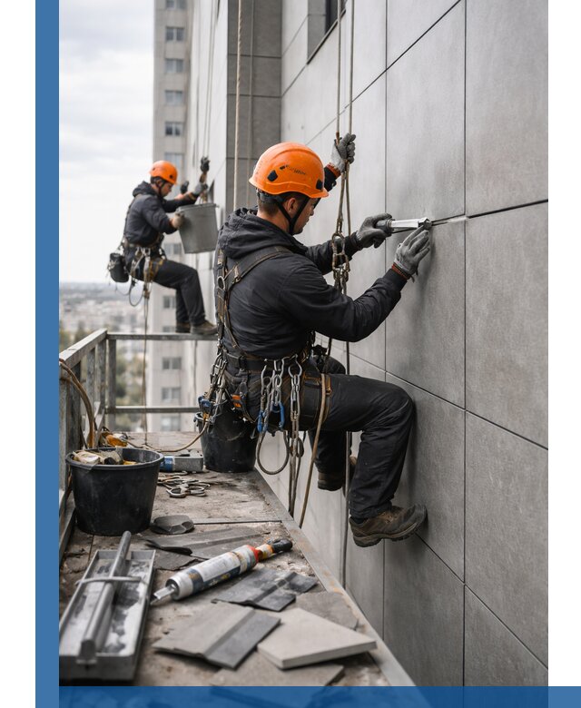 Профессиональный ремонт фасада из керамогранита в Дедовске