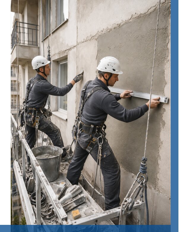 Штукатурка фасада на высоте в Дедовске от 990 р. | ВЫСОТНИК-Ддв