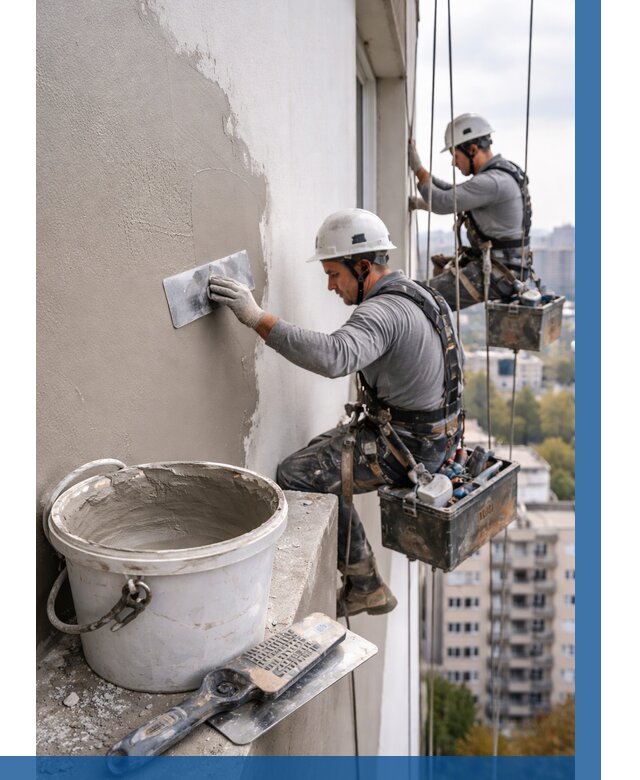 Шпаклевка фасада на высоте в Дедовске от 770 р. | ВЫСОТНИК-Ддв