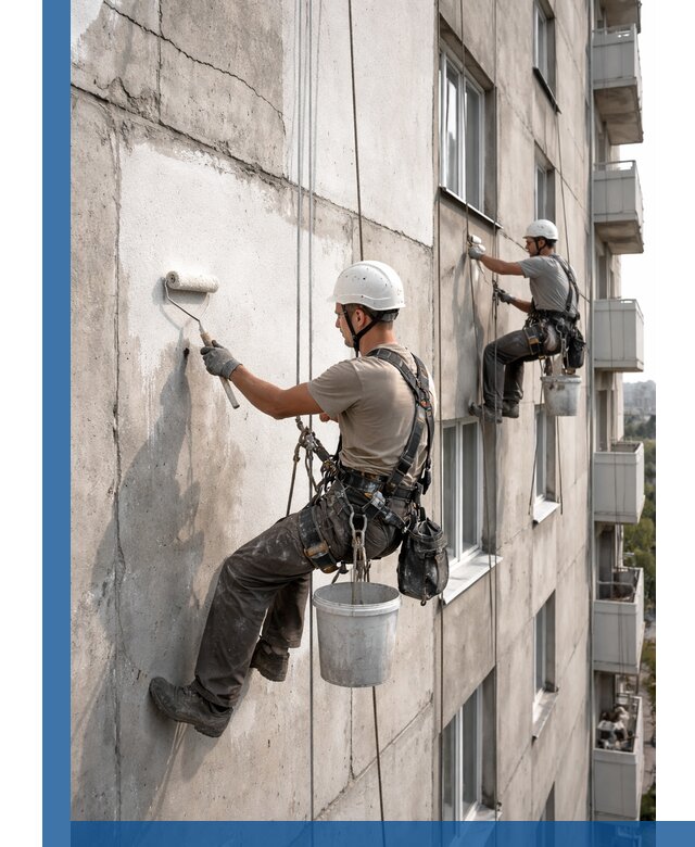 Покраска бетонного фасада в Дедовске для жилых и промышленных объектов