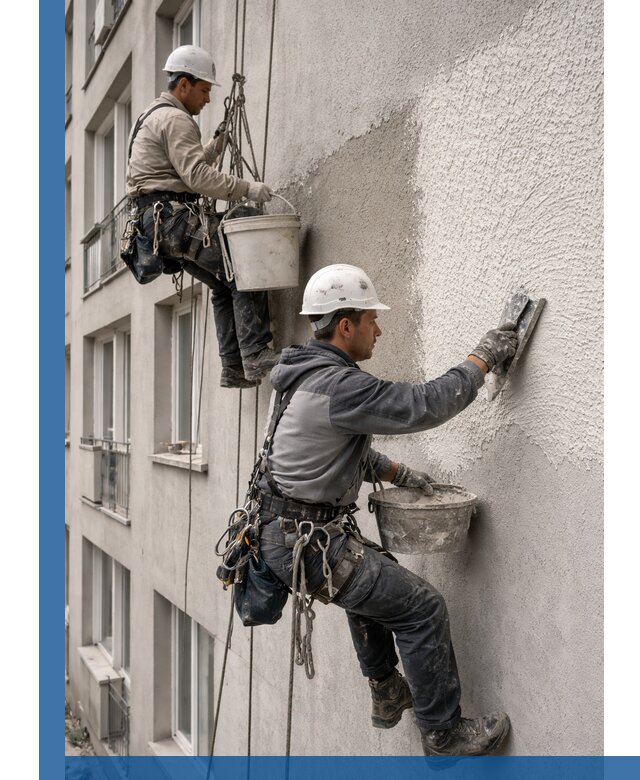 Нанесение декоративной штукатурки короед на фасад в Дедовске