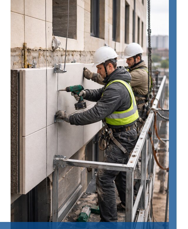 Монтаж фасадных термопанелей в Дедовске от 1649 р. | ВЫСОТНИК-Ддв