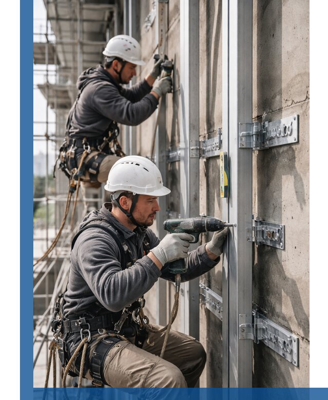 Монтаж и крепление подсистемы вентфасада в Дедовске