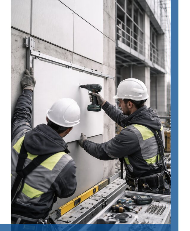 Монтаж композитных панелей фасада в Дедовске от 2749 р. | ВЫСОТНИК-Ддв