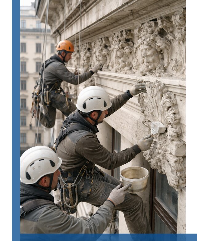 Реставрация фасадной лепнины с высотными работами в Дедовске