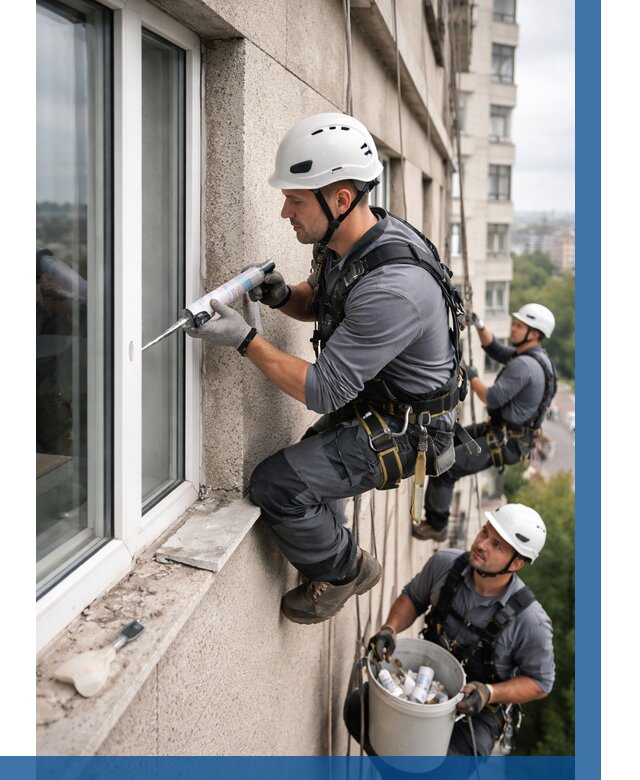 Герметизация оконных швов снаружи в Дедовске от 1649 р. | ВЫСОТНИК-Ддв