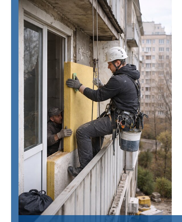 Профессиональное утепление балкона снаружи в Дедовске под ключ