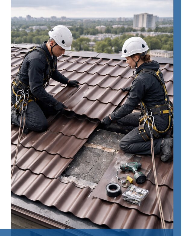 Ремонт металлочерепицы на крыше в Дедовске от 990 р. | ВЫСОТНИК-Ддв