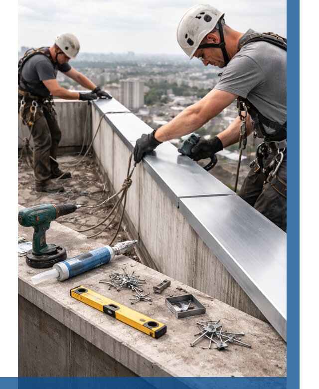 Монтаж парапетных крышек в Дедовске от 880 р. | ВЫСОТНИК-Ддв