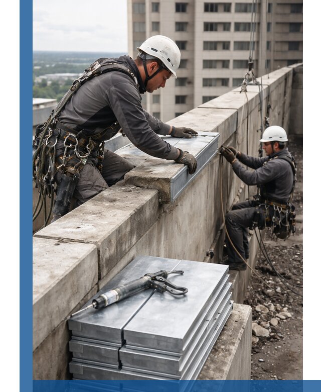 Замена парапетных крышек и установка новых в Дедовске