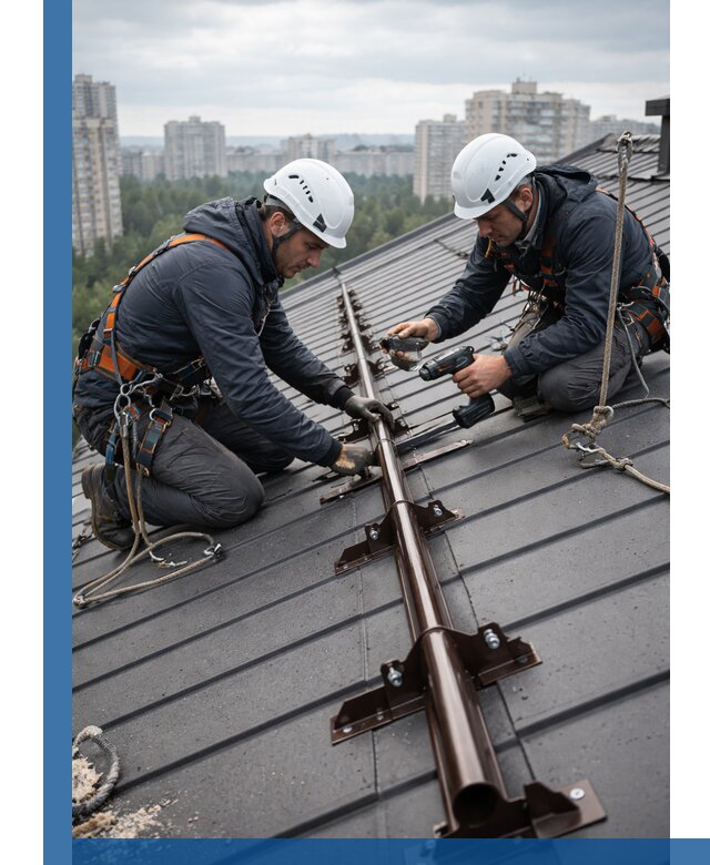 Монтаж снегозадержателей на кровле зданий в Дедовске под ключ