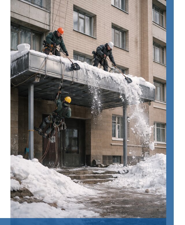 Очистка козырьков от снега в Дедовске от 3848 р. | ВЫСОТНИК-Ддв