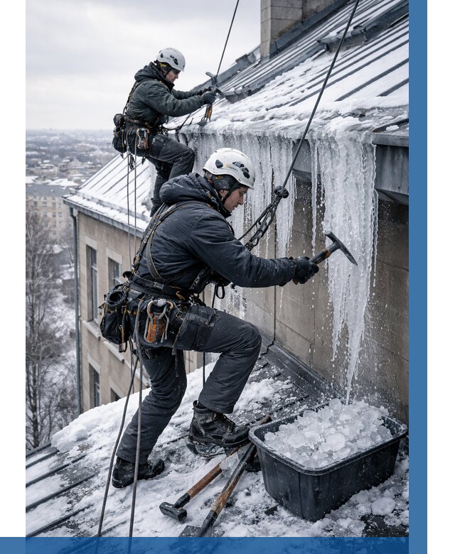 Удаление наледи с кровли в Дедовске от 6047 р. | ВЫСОТНИК-Ддв