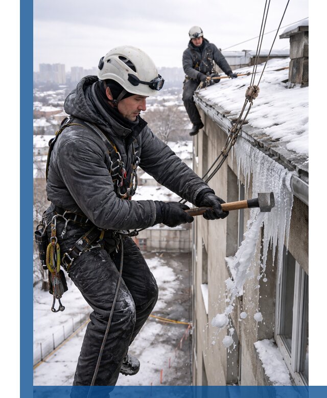 Сбивание и удаление сосулек с крыши в Дедовске безопасно