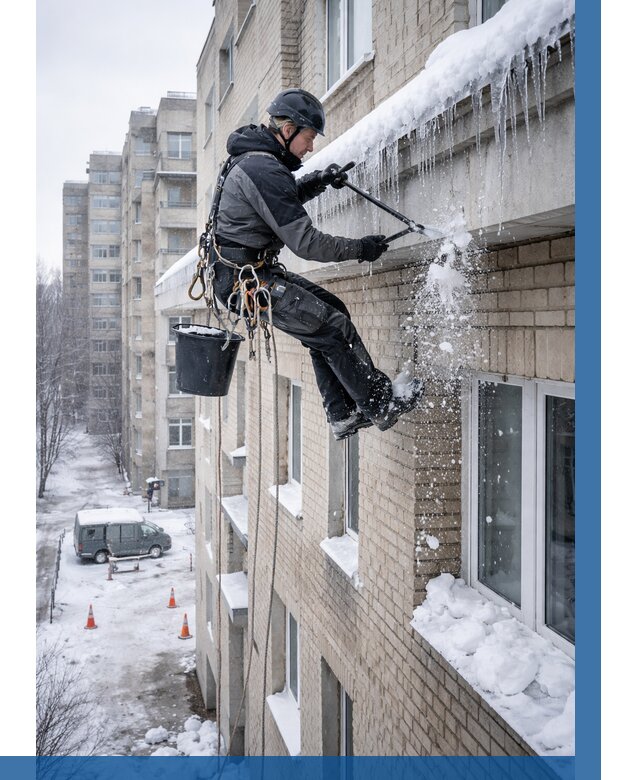 Удаление наледи с карнизов в Дедовске от 385 р. | ВЫСОТНИК-Ддв
