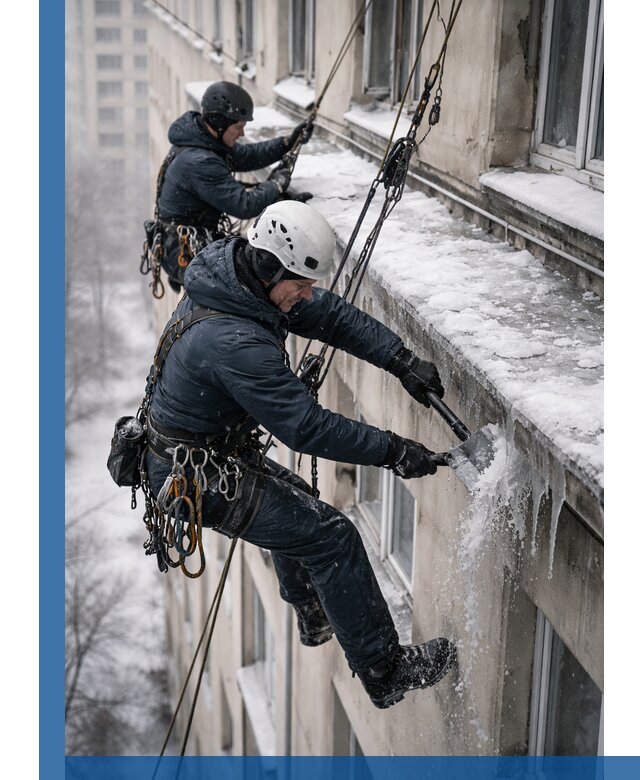 Удаление наледи и сосулек с карнизов в Дедовске профессионально