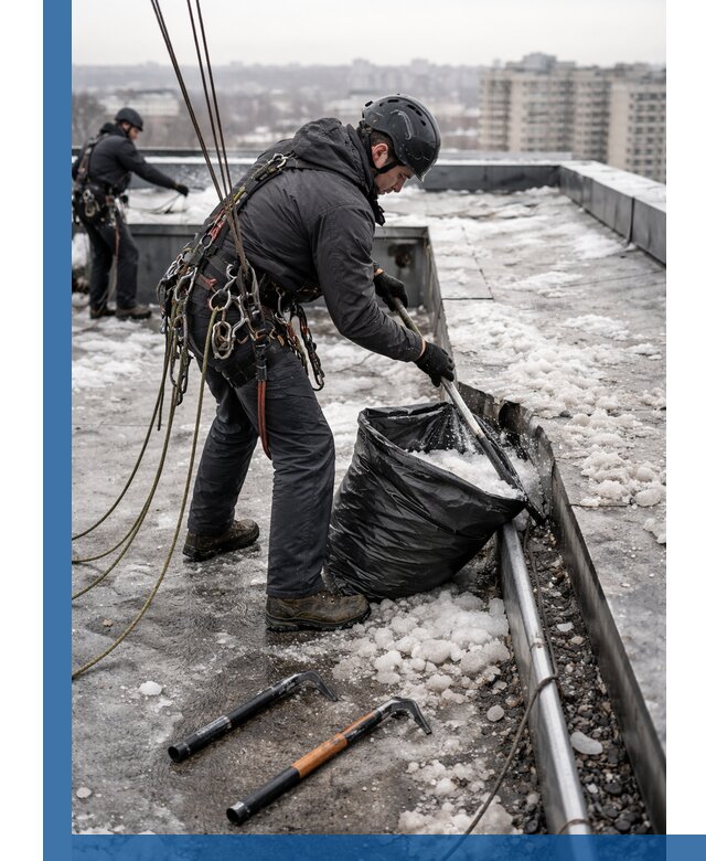 Аварийная очистка кровли в Дедовске от промальпинистов