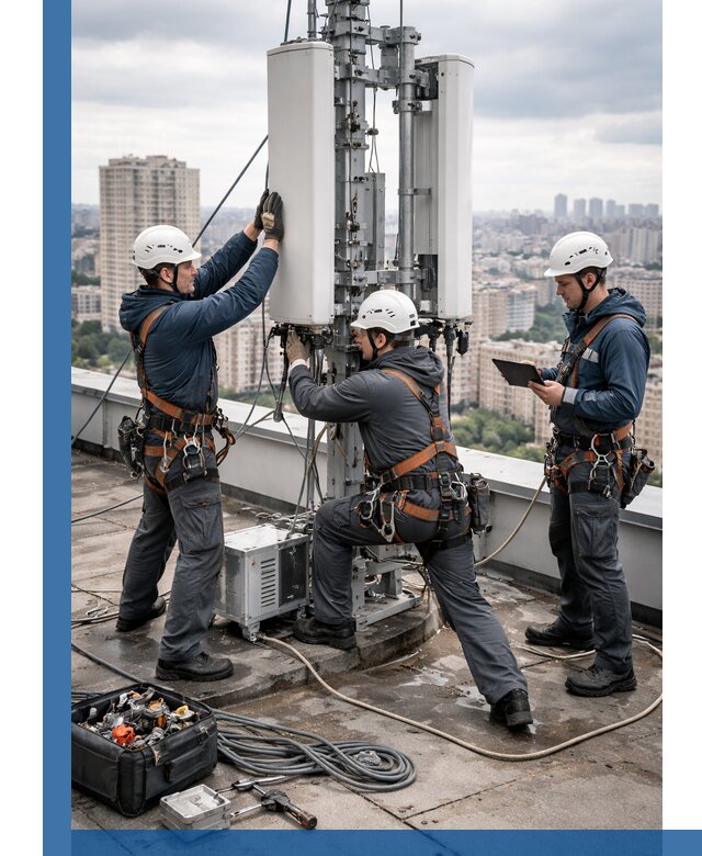 Монтаж антенн связи на крыше в Дедовске с вводом в эксплуатацию