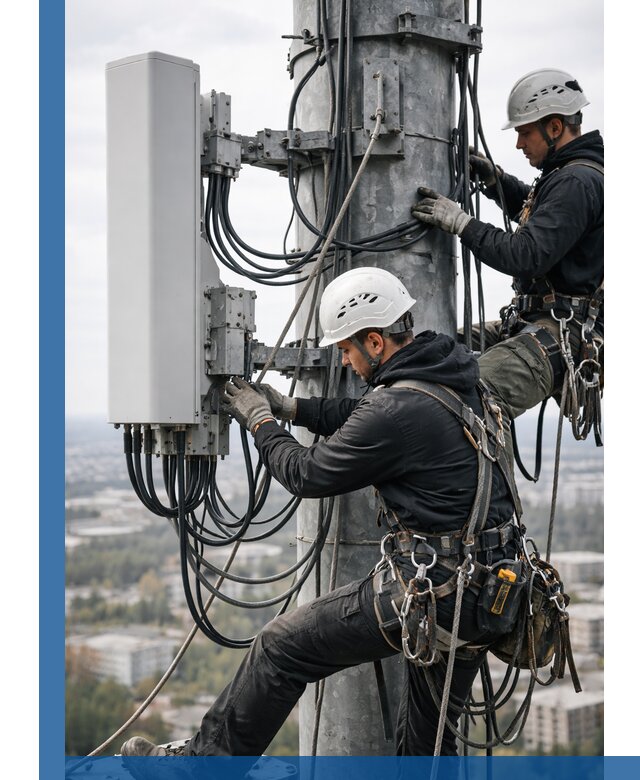 Монтаж оборудования связи на мачте в Дедовске с пусконаладкой