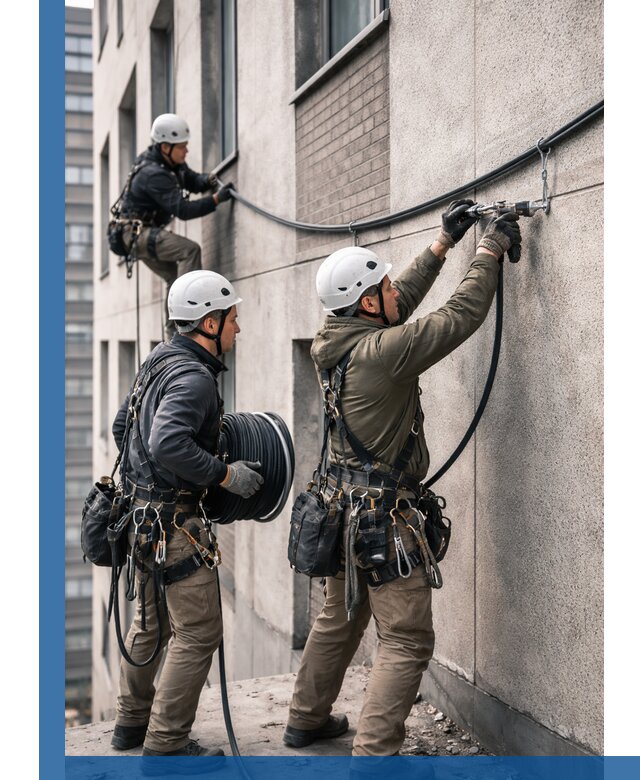 Прокладка кабеля по фасаду в Дедовске, профессиональный монтаж