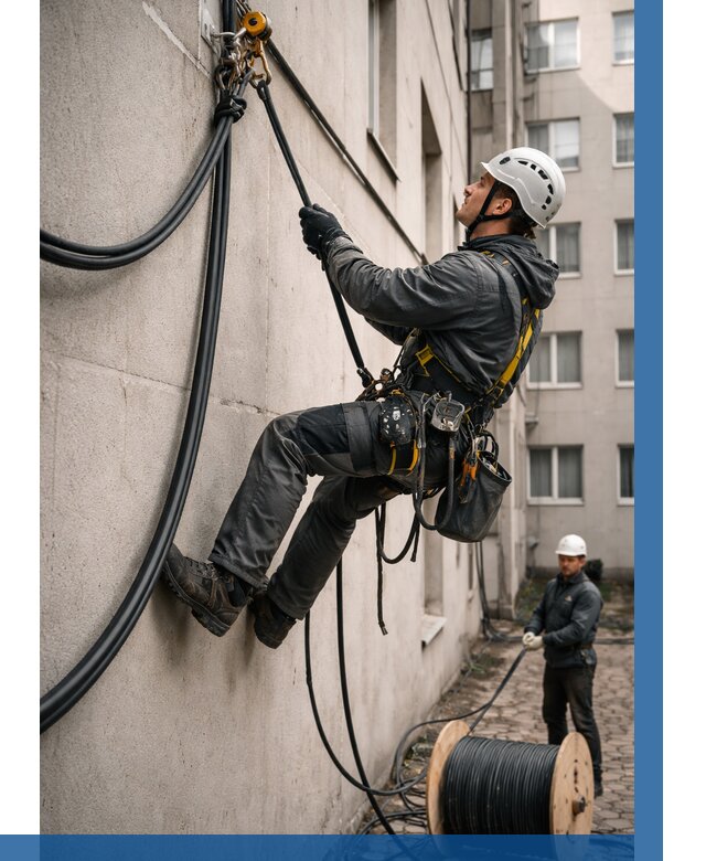 Протяжка кабеля питания на высоте в Дедовске от 495 р. | ВЫСОТНИК-Ддв