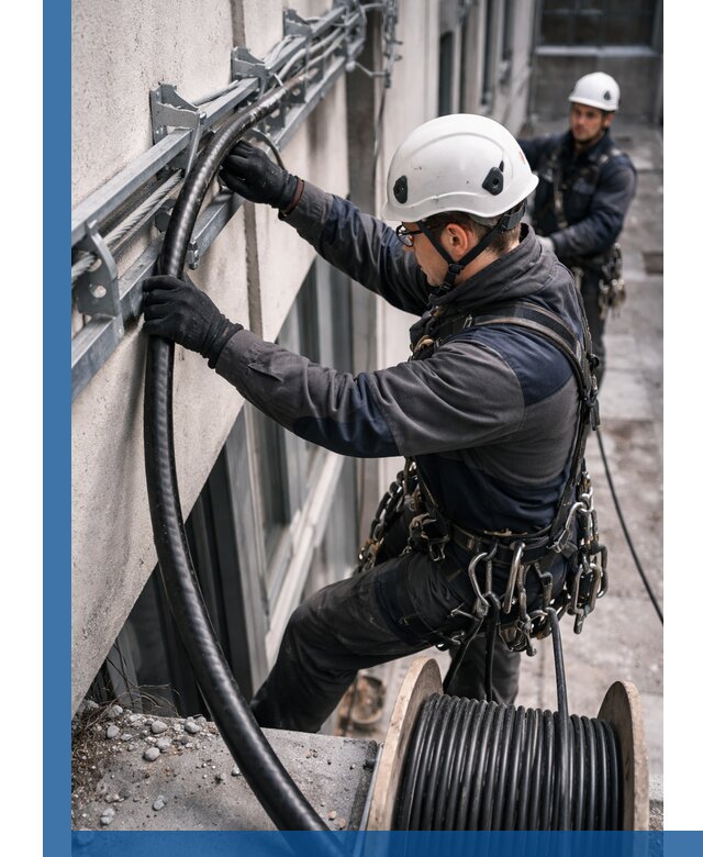 Протяжка кабеля питания на высоте в Дедовске с гарантией безопасности и качества