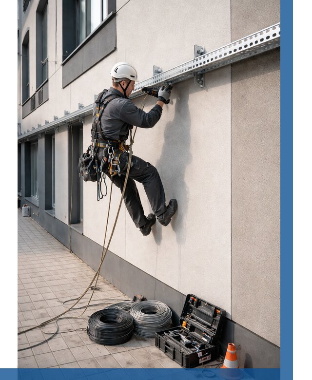 Монтаж кабельных лотков на фасаде в Дедовске от 1319 р. | ВЫСОТНИК-Ддв