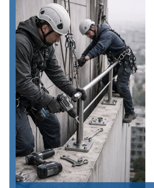 Монтаж перил на высоте в Дедовске для жилых и промобъектов