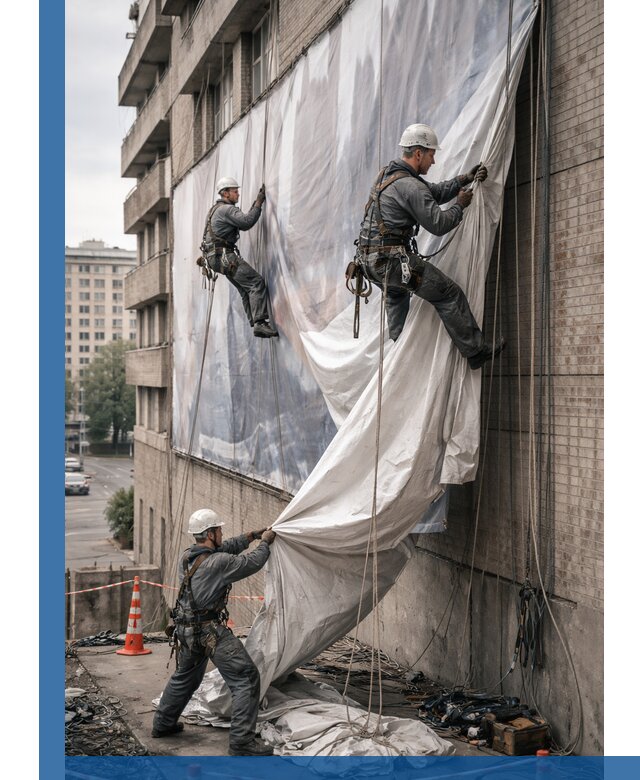 Демонтаж баннеров с фасада в Дедовске оперативно и безопасно