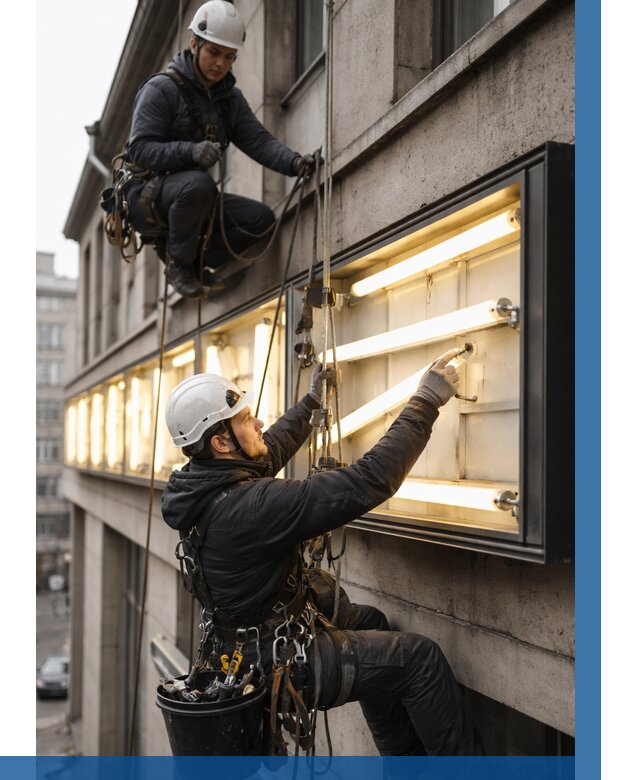 Замена ламп в вывеске в Дедовске под ключ от 3848 р. | ВЫСОТНИК-Ддв