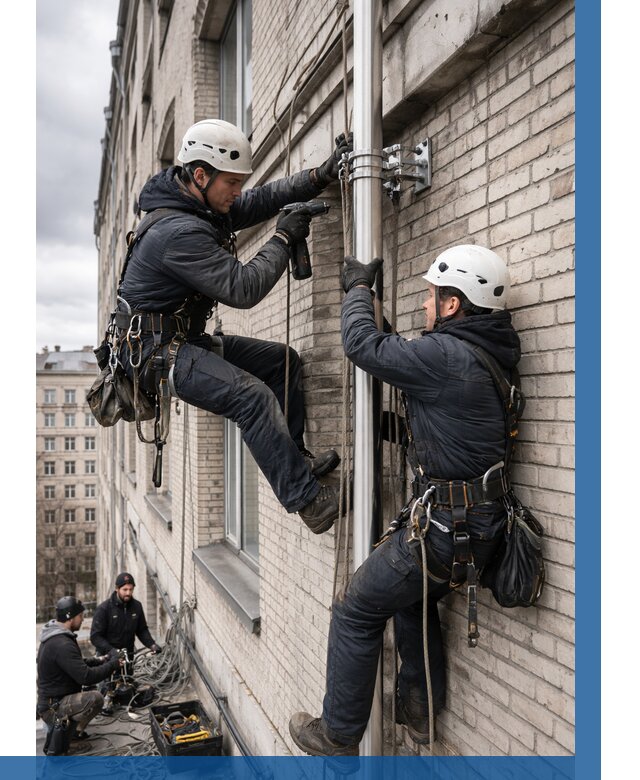 Монтаж флагштока на здании в Дедовске от 7147 р. | ВЫСОТНИК-Ддв