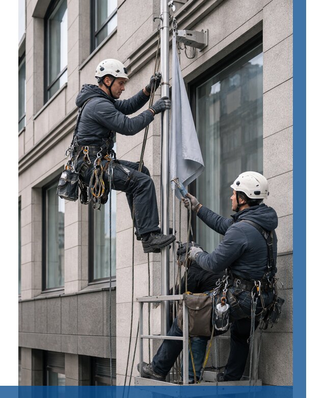 Установка флагов на фасаде в Дедовске от 4948 р. | ВЫСОТНИК-Ддв