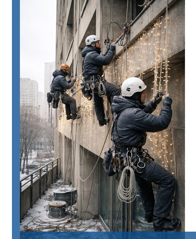 Монтаж новогодней иллюминации и украшение фасадов в Дедовске