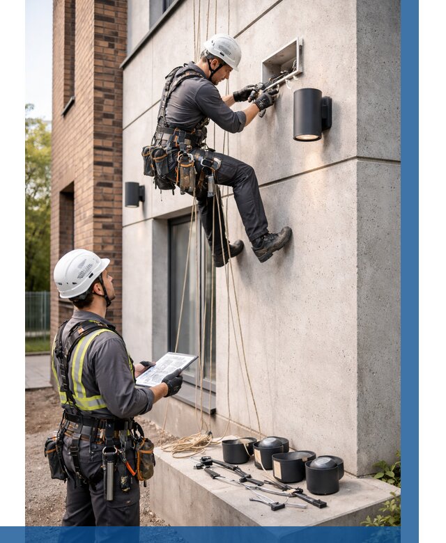 Монтаж фасадного освещения в Дедовске от 2749 р. | ВЫСОТНИК-Ддв