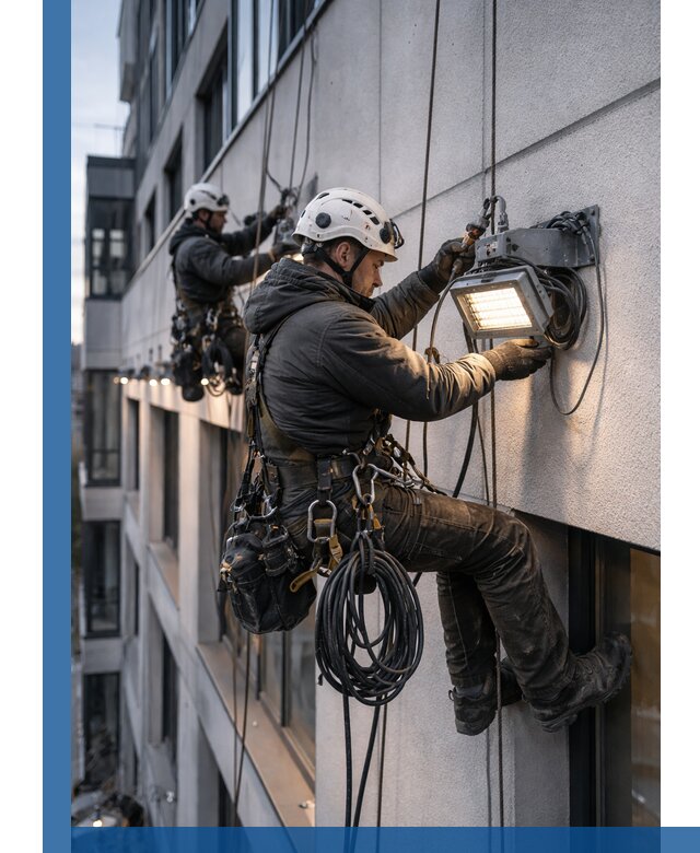 Монтаж фасадного освещения в Дедовске установка и подключение