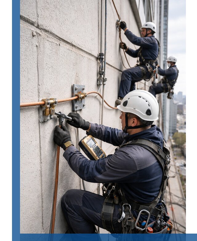 Монтаж системы заземления здания и молниезащиты в Дедовске