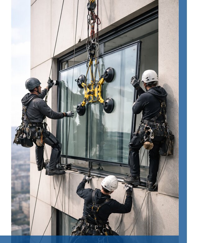 Монтаж стеклопакетов на высоте в Дедовске от 3518 р. | ВЫСОТНИК-Ддв