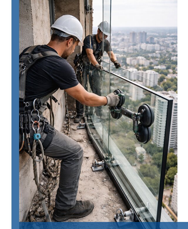 Монтаж стеклянных ограждений под ключ с гарантией в Дедовске