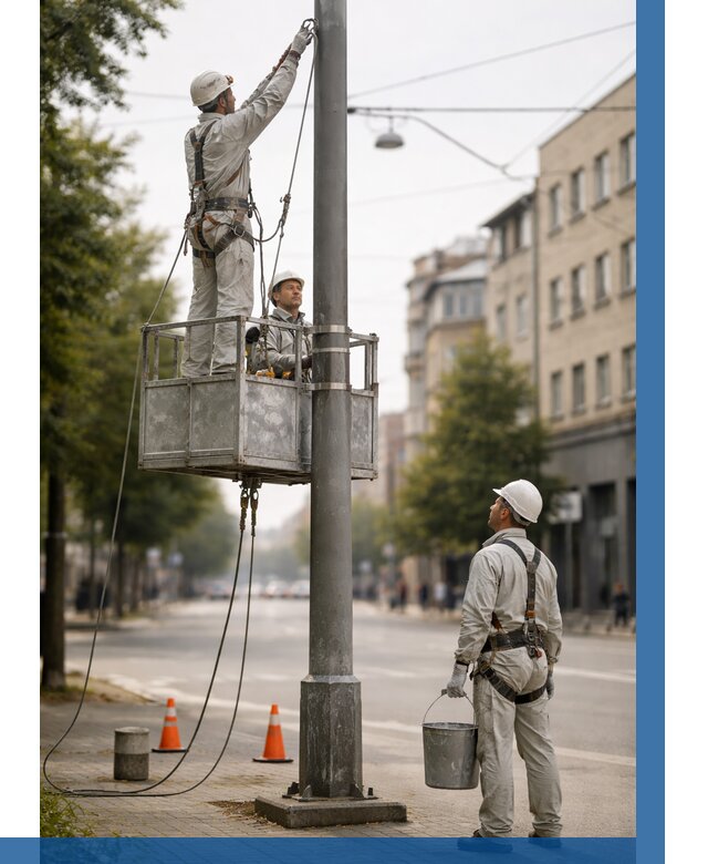 Покраска опор освещения в Дедовске от 5498 р. | ВЫСОТНИК-Ддв