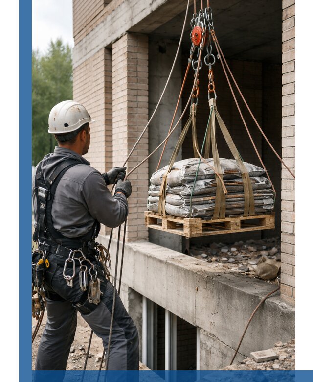 Подъем материалов на этаж веревками в Дедовске оперативно