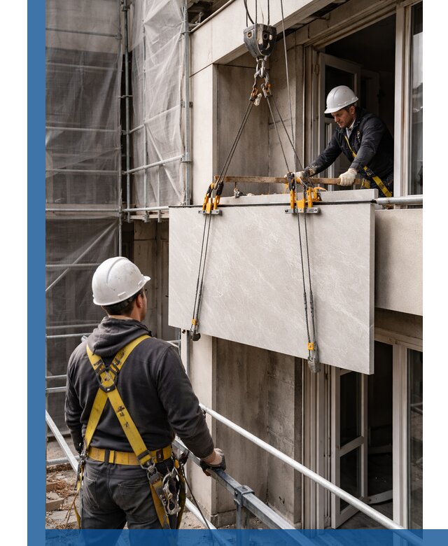 Подъем керамогранита на этаж в Дедовске грузчиками и техникой