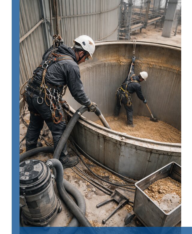 Профессиональная чистка зерновых бункеров в Дедовске с выездом