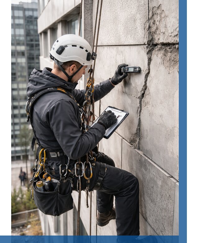 Обследование фасада альпинистами в Дедовске от 132 р. | ВЫСОТНИК-Ддв